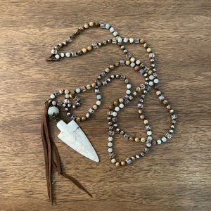Long Beaded Necklace with Arrowhead